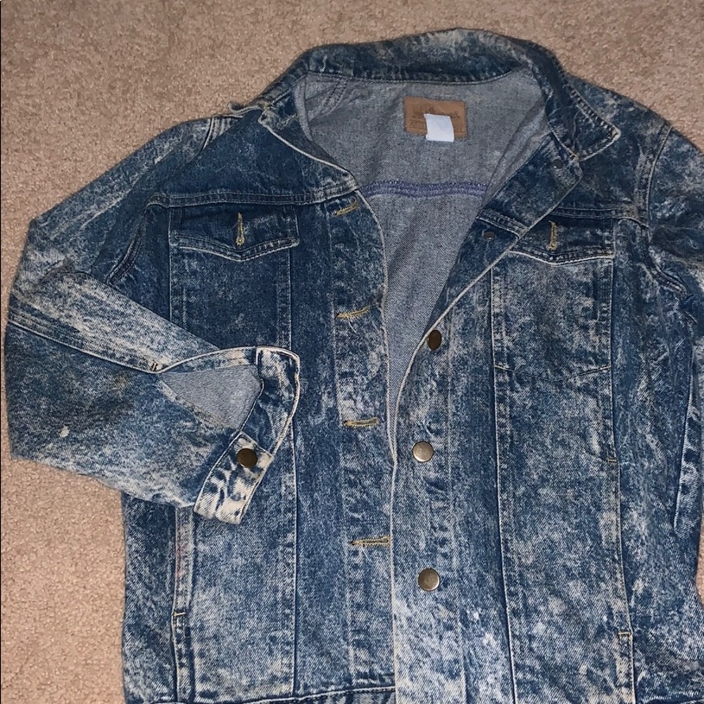 Vintage 80s-90s blue denim jacket, acid wash denim